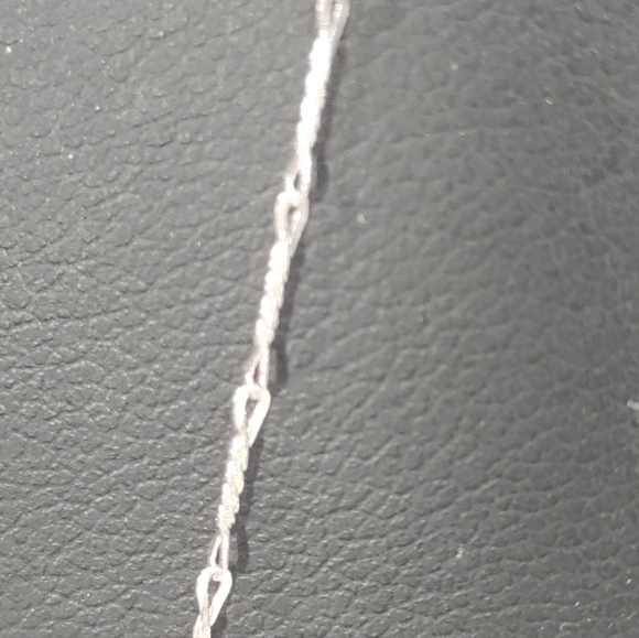 Silver Wave Necklace with O-shape  Chain - Picture 4 of 5